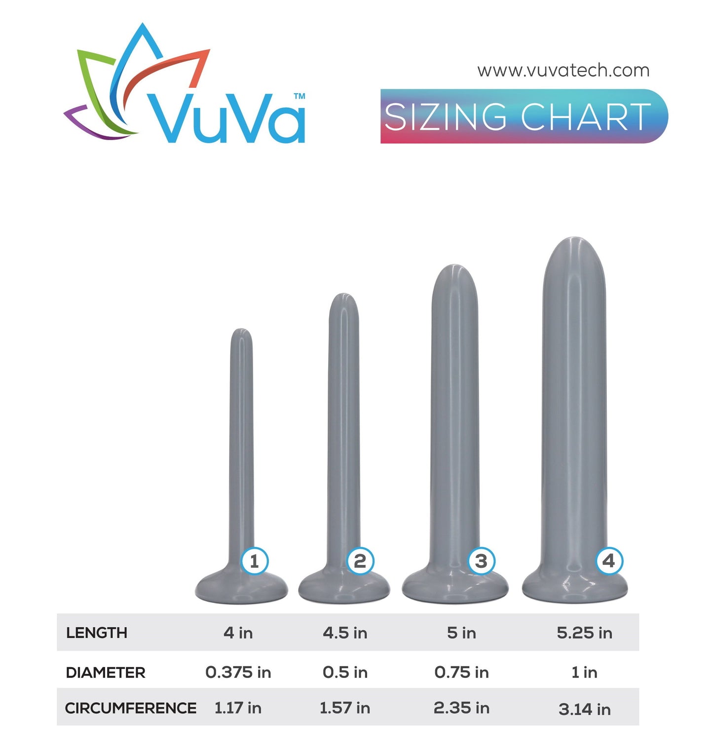 Small Unisex Smooth Rectal Set - Set of Four Vuvatech