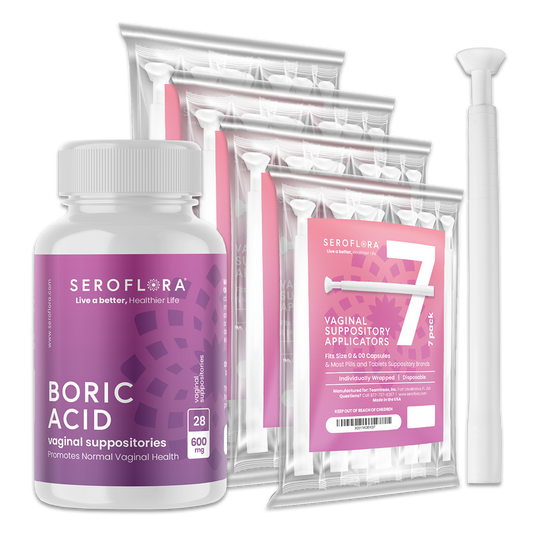 Boric Acid Vaginal Suppositories for Yeast Infection with Applicators (28/28ct) Vaginal Suppositories and 28 Applicators Seroflora