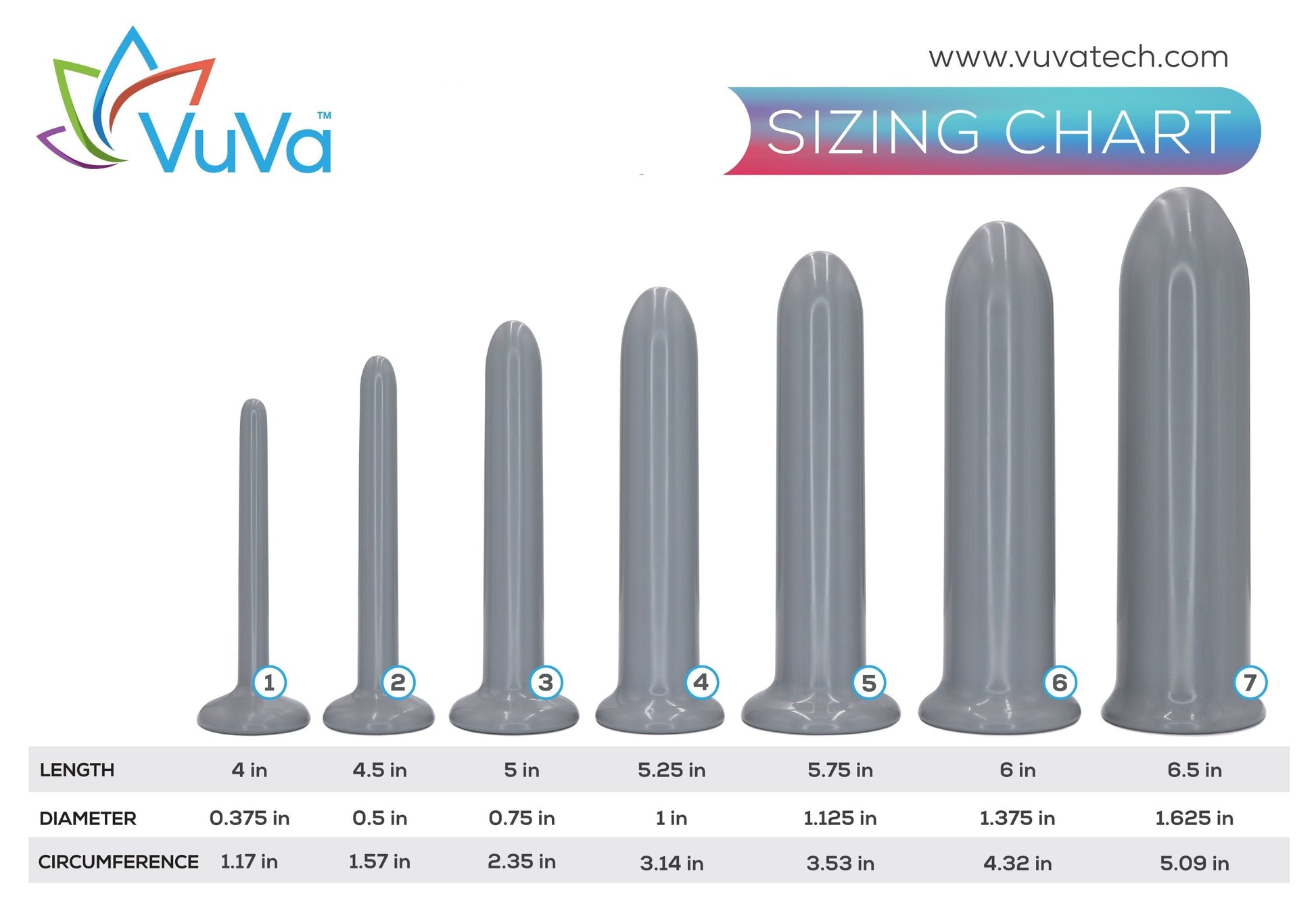 Unisex Smooth Rectal Set - Set of Seven  Vuvatech   